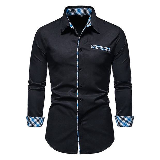 Camisas formales de patchwork a cuadros para hombres