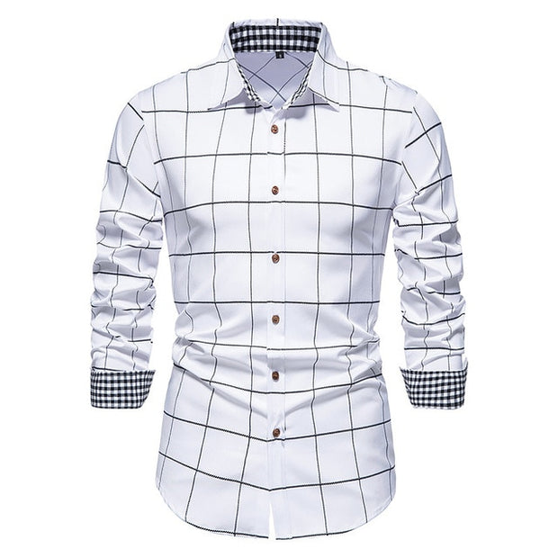 Parkless Plaid Patchwork Formal Shirt