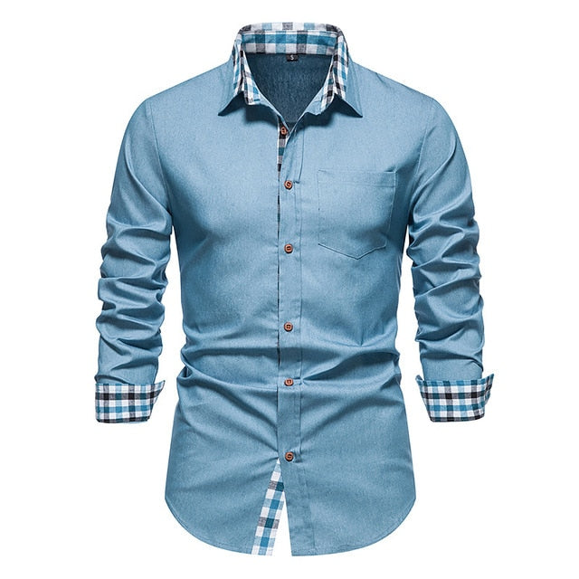 Camisas formales de patchwork a cuadros para hombres