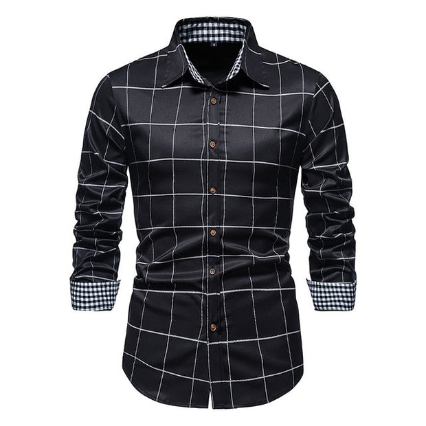 Parkless Plaid Patchwork Formal Shirt