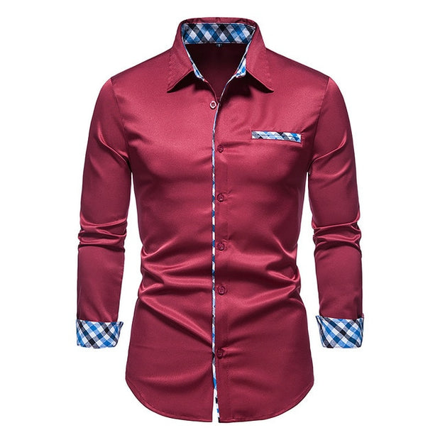 Camisas formales de patchwork a cuadros para hombres