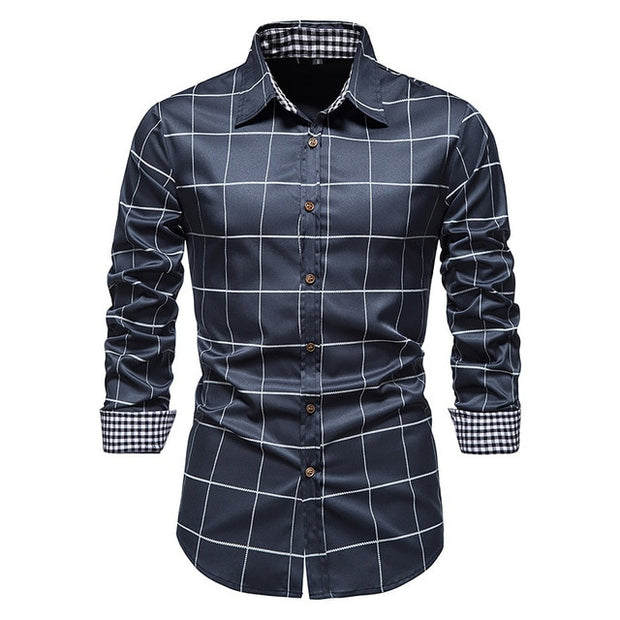 Camisas formales de patchwork a cuadros para hombres