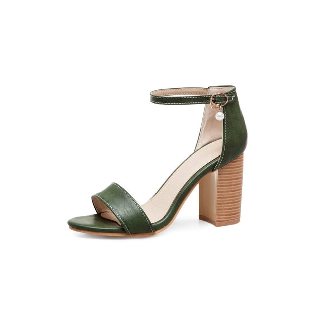 Block heel high heel buckle sandals - NROOTED-High Heels