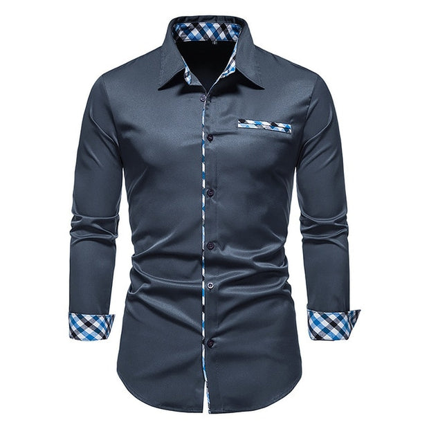 Camisas formales de patchwork a cuadros para hombres