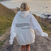 Dear Person Behind Me,the World Is A Better Place,with You In It,love,the Person In Front Of You,Women's Plush Letter Printed Kangaroo Pocket Drawstring Printed Hoodie Unisex Trendy Hoodies - NROOTED-