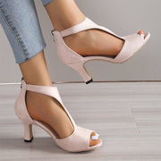 High Heel Peep Toe Sandals Women Back Zipper Outdoor Summer Shoes - NROOTED-