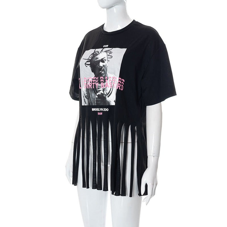 ODB Graphic Print Tassel Tee - NROOTED CLOTHING-