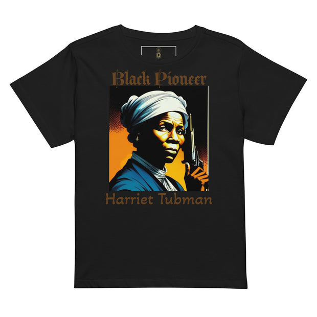 Women’s Black Pioneer's high-waisted Graphic T-Shirt - NROOTED CLOTHING-T-Shirt