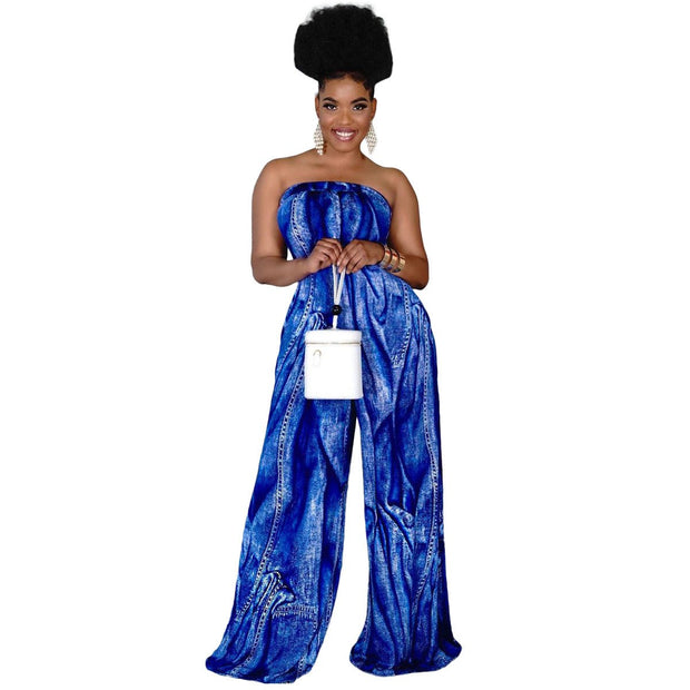 Women's Tube Top Halter Wide-leg Jumpsuit Pants - NROOTED-Womens Fashion