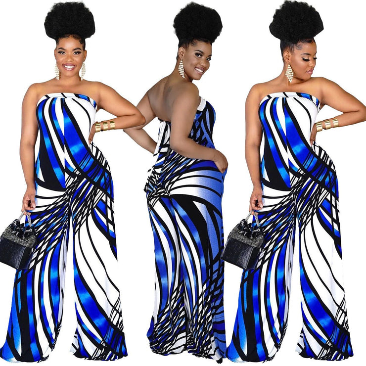 Women's Tube Top Halter Wide-leg Jumpsuit Pants - NROOTED-Womens Fashion